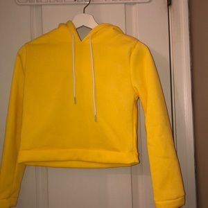 yellow cropped hoodie